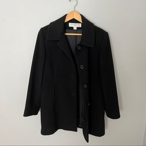 Liz Claiborne Black Wool Overcoat Jacket